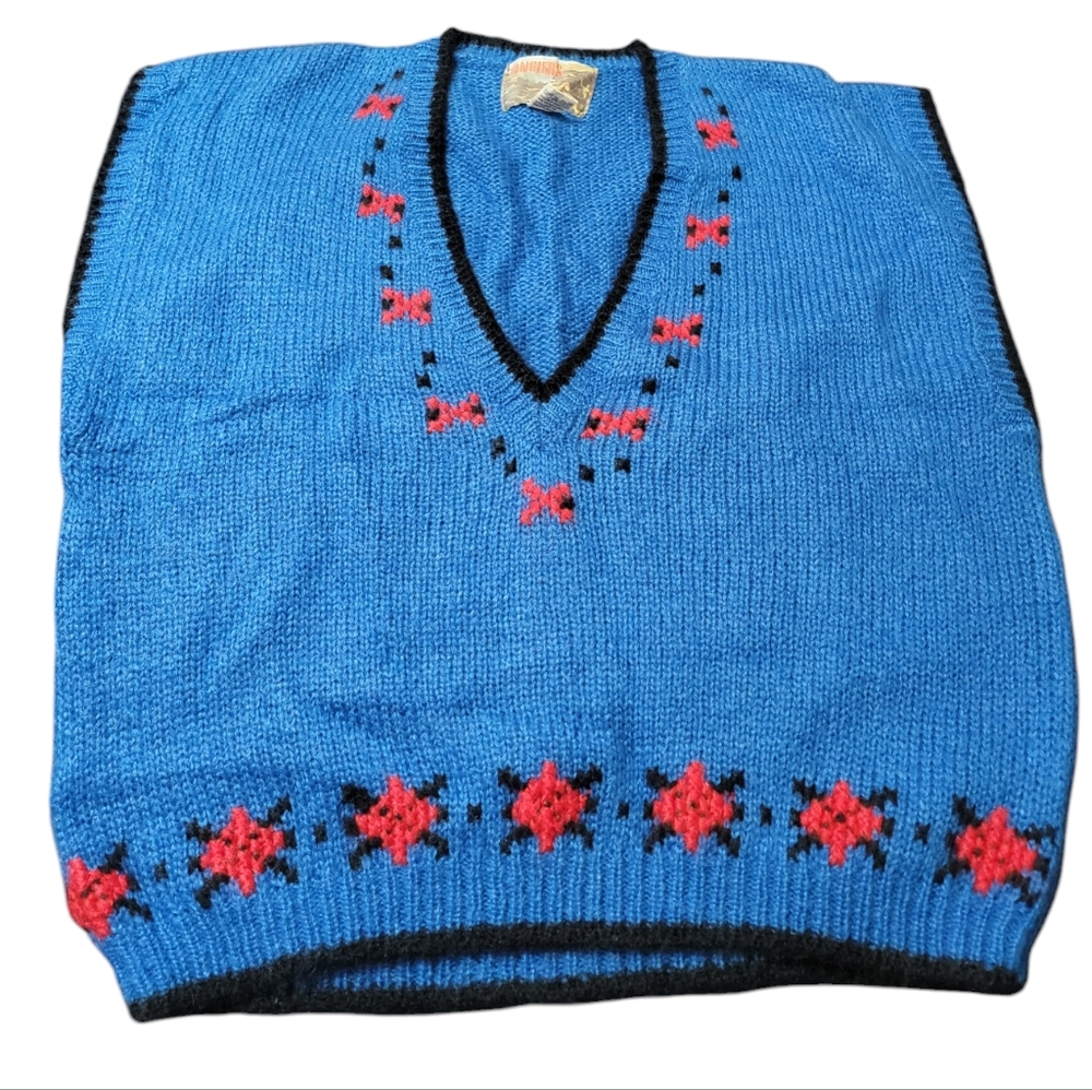 VINTAGE! TANGIERS V-Neck Hand Knit Sleeveless Chunky Sweater Vest